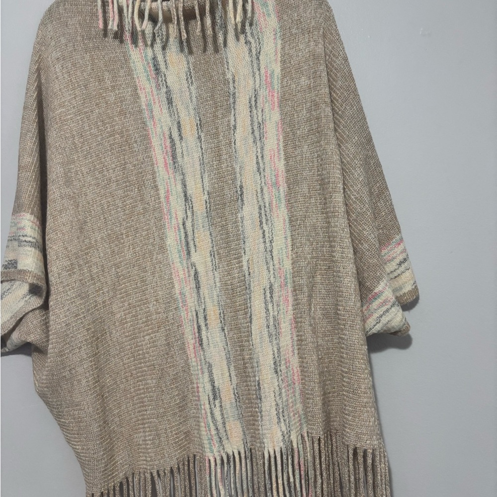 Chic Beige and Cream Women's Poncho